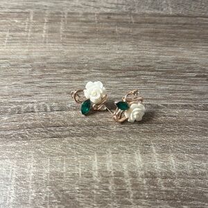 Elegant White Rose Earrings